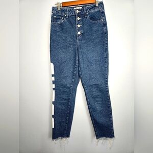 Guess 90's Skinny Super High Rise Logo Jeans Womens 27 Button Fly‎ Medium Wash
